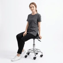 F6 Black PU Leather Adjustable Height Rolling Footrest, Stainless Steel Frame Design, Portable Foot Stool For Nail Salon, Spa, Home Foot Bath And More - Black - View 6