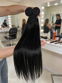 BINF Brazilian Virgin Straight Human Hair Bundles, Natural Color, Silky Soft, 10-30 Inch Remy Hair Weave, Women's Hair Extensions, Soft Double Drawn - Natural Black - View 6