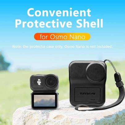 For Osmo Nano Portable Protective Case, Black, Plastic Material, Protect Lens And Screen For Nano, Adjustable Free Lanyard | 2 In 1 All-Round Protection | Quick Assembly & Disassembly | Built-In 2 Soft Pads | Compact, Portable & Easy Storage | Essential Photography Accessories For Holiday Travel