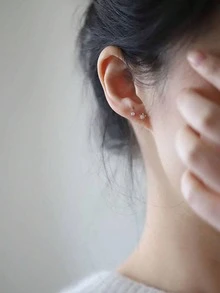 1 Pair S925 Sterling Silver Six-Pointed Star Small Stud Earrings, Niche Luxury Exquisite Zirconia Mini Ear Cartilage Studs - Star - View 3