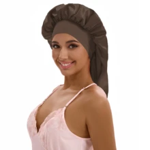 ZTZI Women's Extra Long Hair Bonnet, Elastic Wide Band Sleep Cap For Hair Care, Anti-Frizz Bonnets, Solid Color Casual Polyester Bonnet For Home Use, All Seasons - BC Color Matching Elastic 9008 - View 16