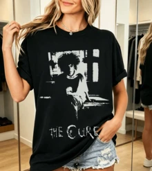 100% Cotton T-Shirt The Cure Robert Smith Retro Portrait Print - Black - View 1