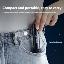 PHILIPS 飛利浦 USB 充電式便攜手電筒，全金屬機身，超亮，長電池壽命，戶外徒步露營燈，自衛頭部設計，防水緊急燈，原裝飛利浦 SFL2188 - 黑色 - 查看 9