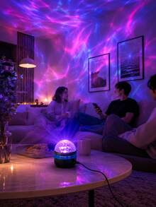 1个波浪投影灯,多色墙面/天花板氛围灯,带遥控器和USB线,适用于床头、宿舍、房间装饰,兼容移动电源和适配器 - 彩色 - 查看 10