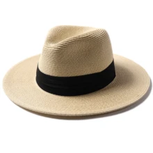 1 chiếc mũ Fedora bằng rơm, mũ Panama vành rộng thoáng khí với ruy băng đen, mũ đi biển gấp gọn chống tia UV, kiểu dáng thường ngày mùa hè cho cả nam và nữ. - nhiều màu - Xem 8