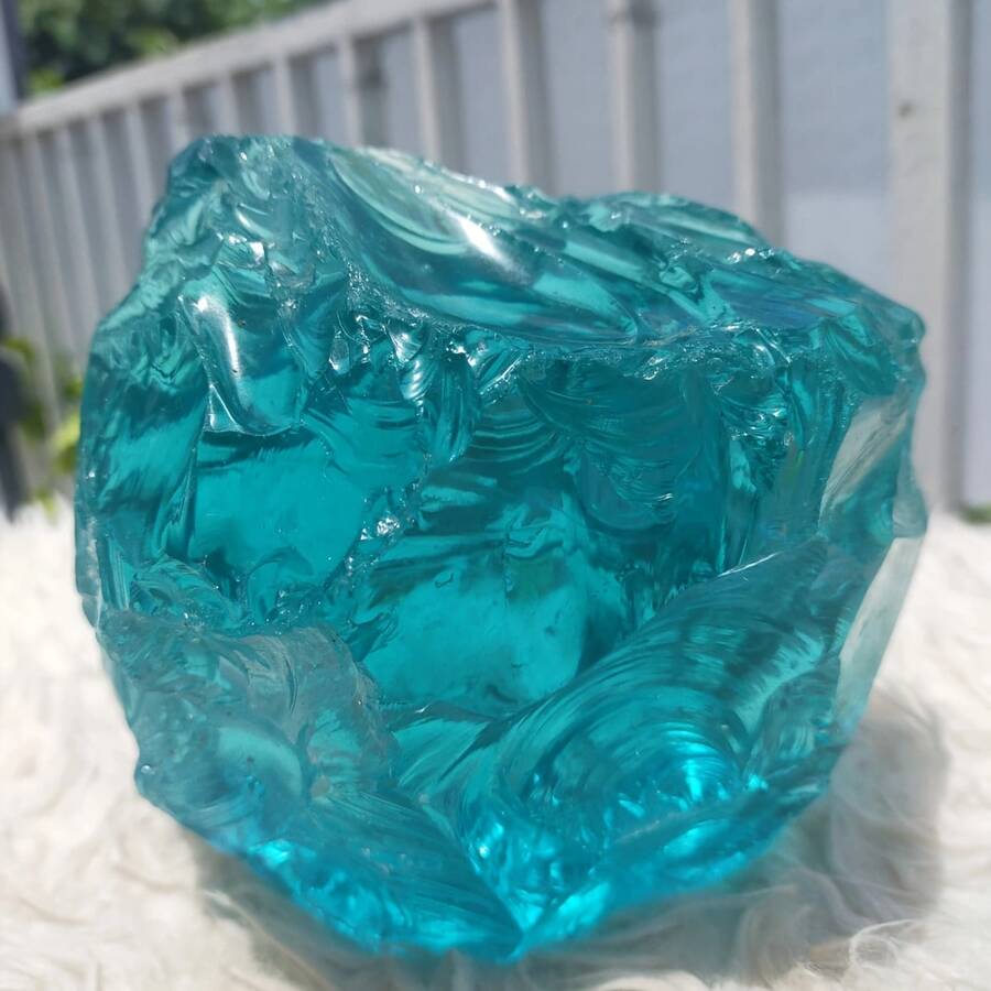 1件大號淺藍色熔融石英鏡面石,居家裝飾飾石配件,精緻紋理細節,光滑拋光表面 - 淺藍色 - 查看 1