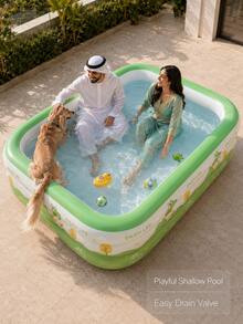 1pc Large Adult Family Inflatable Swimming Pool, Durable PVC Ground Inflatable Pool, Spacious Leisure Design, Easy Installation Portable Paddling Pool, Suitable For Backyard Garden Patio Lawn, Outdoor Summer Cooling, Water Games, Pool Party, Holiday Gift - A - View 2