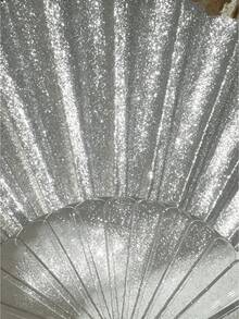 1 pieza Abanico plegable plateado brillante, accesorio portátil esencial para el verano y la playa, adecuado para carnavales, bodas y viajes - Plateado - Ver 6