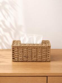1pc Handwoven Rectangular Tissue Box - Minimalist And Boho Style Decorative Storage Box, Suitable For Bathroom Cabinet, Bedside Table, Living Room Coffee Table, Bookshelf, Home Office Desk And Hotel Lobby, Vintage Weaving Design, Multi-Color Options, Great For Kitchen Counter, Dining Table And Entryway Console Storage - Multicolor - View 5
