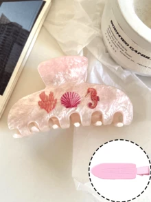 1組海洋主題髮夾套組，獨特有趣的髮飾，適合厚髮。彈性馬尾髮圈耐用，適合海邊度假與日常配戴。這些時尚單品是女性與女孩的理想選擇，海邊度假必備，也是母親節、教師節及開學季的完美禮物。 - 彩色 - 查看 14