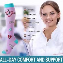 6 đôi tất nén họa tiết trái tim, tất cao đến đầu gối thoáng khí dành cho nam và nữ, thích hợp cho chạy bộ, đạp xe, leo núi, chăm sóc bệnh nhân, nha khoa. - Nhiều màu - Xem 5