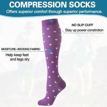 6 Pairs Heart Athletic Nurse Compression Socks Women Men Knee High Compression Socks Women Compression Socks Suitable For Running, Cycling, Hiking - Multicolor - View 6