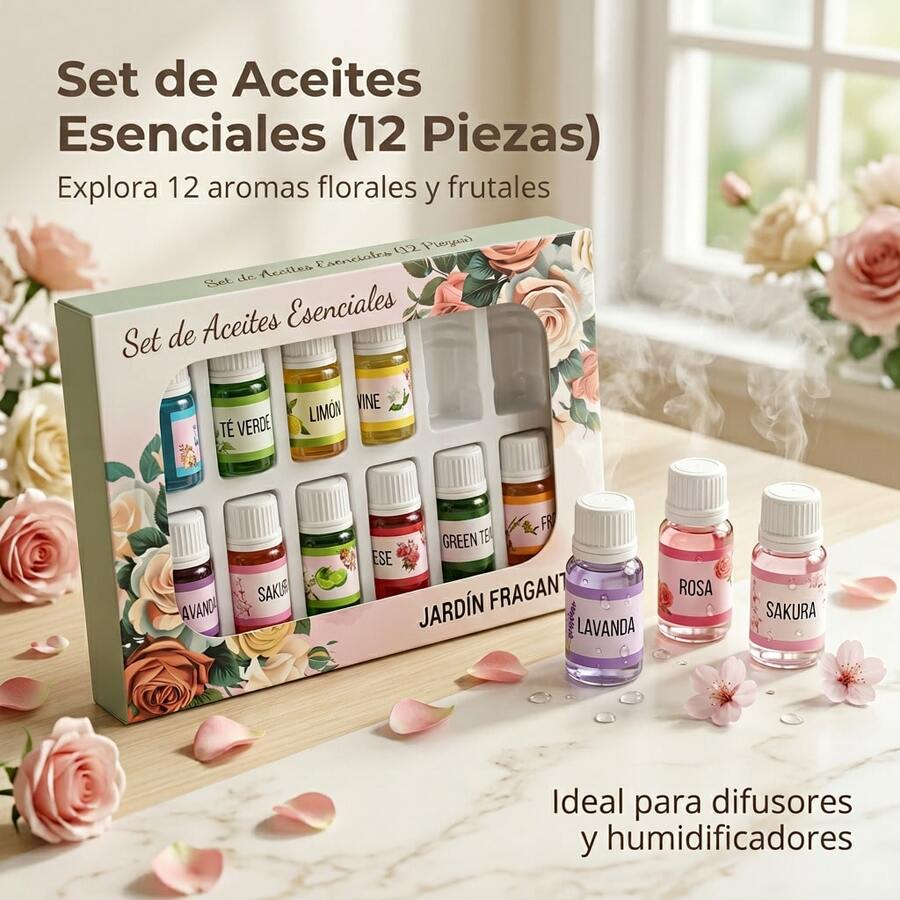 Set Of 12 Premium 3ML Water Soluble Essential Oils For Aroma