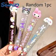 Set de 4 reglas con forma de instrumentos de los personajes de Sanrio como Hello Kitty, Kuromi, My Melody y Pompompurin, útiles escolares y de oficina con diseños de dibujos animados, regalo para estudiantes - Conjuntos - Ver 13