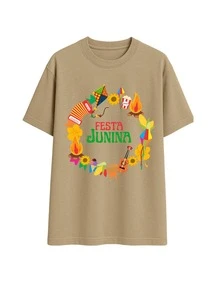 June Festival T-Shirt, São João Country Style, Country Look, 100% Cotton - Khaki - View 10