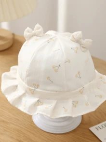 Floral Baby Hat, Infant Bucket Hat, Cute Princess Style Sun Hat For Newborn 0-3 Months - Multicolor - View 2