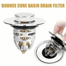 Pop-Up Drain Core With Filter Basket, Suitable For Washbasin, Sink, Bathroom, Kitchen, Bathroom Accessories Bathroom Tools - Bouncing Core Drainer - View 3