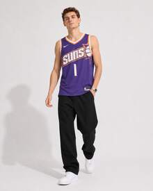 Nike Dri-Fit  Alphabet And Number Print Color Block V-Neck Sleeveless 23-24 Season Phoenix Suns Devin Booker #1 Basketball Vest, Men's, Purple - Purple - View 9