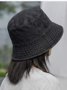 1件水洗刺繡漁夫帽，中性款，復古街頭風，休閒戶外防曬帽 - A - 查看 3
