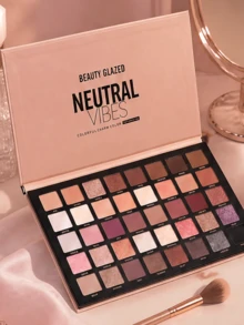 beauty glazed 40 Colors Pearl Smoky Eyeshadow Palette, Matte Shimmer Texture, Super Pigmented, Powdery Blendable Formula, Create Dimensional Contour, Natural Daily Makeup, Suitable For Beginners - Multicolor - View 11