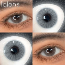 Lalens Lcy 6個月拋棄式灰色隱形眼鏡，直徑14.2mm，基弧8.6mm，小瞳孔，適合淺色和深色眼睛，自然外觀，適合春季、Y2K韓系時尚、生日禮物、派對、學生開學 - 冰灰色 - 查看 6