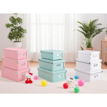 Decorative Storage Box With Lids,Set Of 3 Waterproof Foldable Plastic Box Multiple Sizes For Socks/Office(White) - Hitam-c - View 7