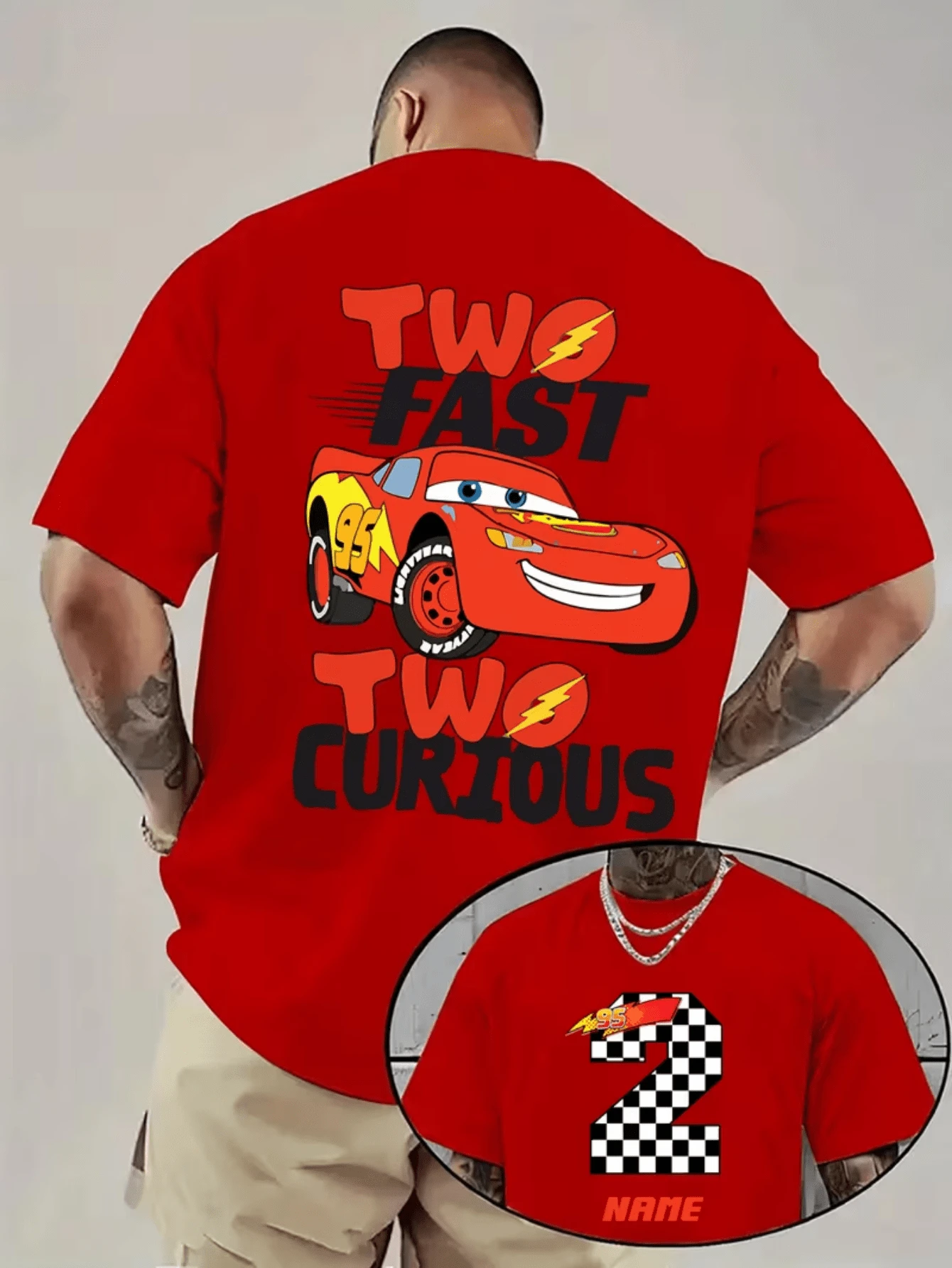 (Disney Licensed T Shirts)Disney PIXAR1 Cars Lightning McQueen "Two Fast Two Curious" Graphic Tee Men's Oversized Crew Neck Short Sleeve T-Shirt, Casual Streetwear With 95 McQueen Print, Racing Themed Loose Fit Casual Top, Mens Clothes, Men, Ropa De Hombre, Summer Clothes, Men Shirts, Graphic Tees, Disney Outfits Men, Graphic Tees, Camisetas Para Hombre, Camisas Para Hombre, Summer Outfits For Men, Father's Day Gift, Perfect Gift For Family And Friends, Which Are Necessary For Birthday Parties, Disney Shirts, Mens Clothes, Summer Clothes, Officially Licensed Disney T-Shirts, Disney Men's And Women's Spring/Summer Fashion Casual Short-Sleeve T-Shirts, Disney Top - Đỏ - Xem 1