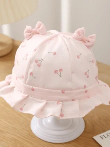Floral Baby Hat, Infant Bucket Hat, Cute Princess Style Sun Hat For Newborn 0-3 Months - Multicolor - View 3