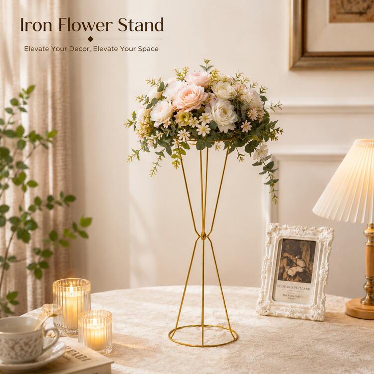 Metal Iron Flower Stand Set (2/6/10 Pcs), Suitable For Wedding Table Centerpiece Decor, Metal Flower Stand Vase Column, Tall Geometric Flower Stand Decor For Wedding Aisle, Baby Shower, Wedding Reception And Home Decor - A - View 1