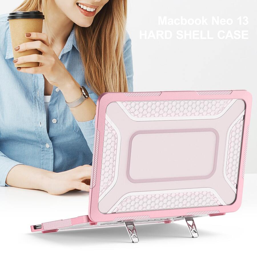 2026 New Neo Case Compatible With Macbook A3404 A18 Pro 14.2 Inch M1 M2 M3 M4 M5 Air 13 Inch 2025 Model, Color Matched With Official Colors, Triple Protection Anti-Scratch Easy Installation Protective Shell, Super Protective Anti-Collision Case With Metal Stand
