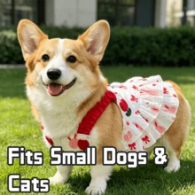 Cute Avocado Rabbit Tulip Print Layered Ruffle Hem Princess Pet Dress, Red Elastic Ruffle Strap, Soft Breathable Lightweight Pet Clothing, Suitable For Small Dogs Cats Indoor, Outdoor Walking And Pet Photography - Red - View 8