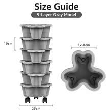 5-Tier Stackable Vertical Planter, Garden Flower Pot For Strawberry, Herb, Flower And Vegetable, Indoor Outdoor Gardening Pot With Removable Wheels And Tools - B - View 2