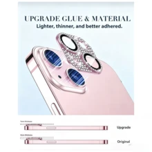 Pink Diamond Lens Protector For IPhone 17Pro/17Pro Max/16Pro/16Pro Max/15/14/13/12, Shiny Camera Lens Cover, Anti-Scratch Anti-Fingerprint Full Coverage Lens Cap, Phone Decorative Accessory, Girly Style Bestselling Birthday Gift For Besties And Sisters - Pink - View 5