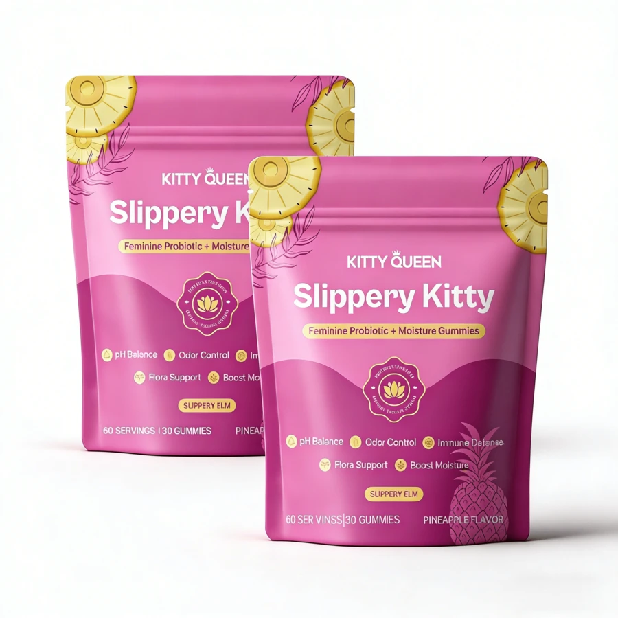 2-Pack Slippery Kitty Feminine Probiotic Gummies, Supports PH Balance, Odor Control & Flora Health, 60 Total Gummies - 2 cái - Xem 1
