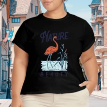 Camiseta Elegante Plus Size para Mujer con Estampado Moderno - Negro - Ver 4