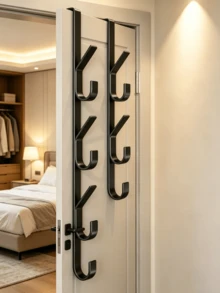 OBOVAY 1/2/3pcs Heavy Duty Carbon Steel Over Door Hook Set, Bag Hanging Decor, Straight Bar Design Storage Hook/Hanger, Multi-Functional Over Door Bathroom Accessory, Room Decor, Bathroom Storage, Home Decor, Bedroom Decor, Dorm Decor, Autumn Decor, His Bag, Suitable For Bathroom, Bedroom, Living Room, Kitchen, Halloween, Christmas - Vertical Hook - View 21