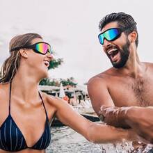 Swimming Goggles For Adult- Anti-Fog Full Coverage Design, 3-Color UV Protection Lenses, With Waterproof Earplugs And Nose Clips, Suitable For Outdoor Activities, Outdoor Fun(1 Pack) - Aqua(1 Pair of Swimming Goggles) - 查看 2