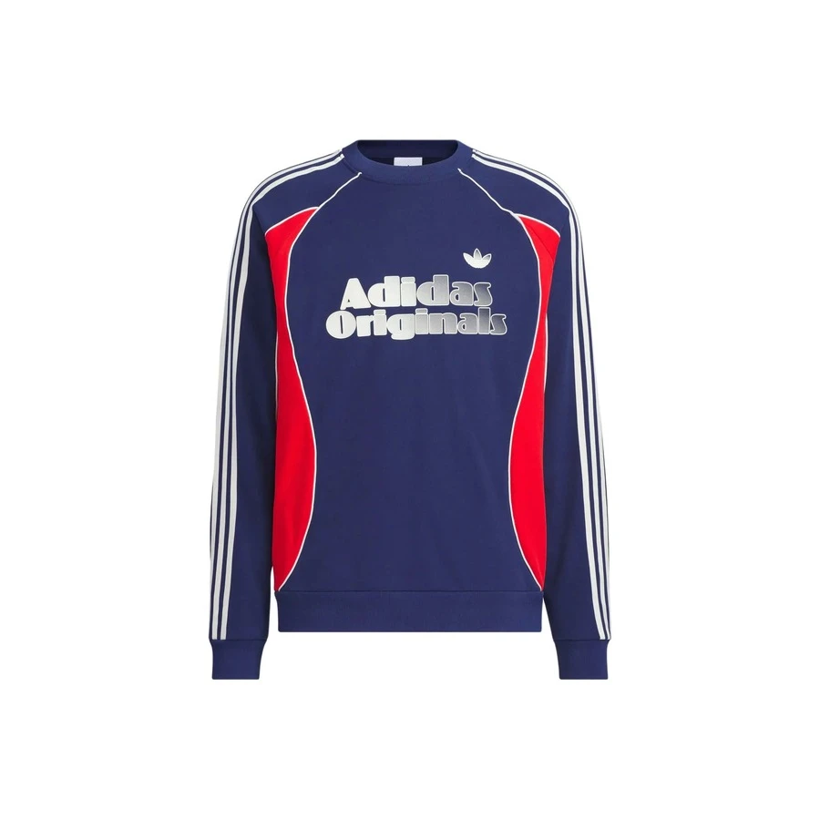 adidas originals RETRO REMIX CREW 蛇年 RS M SWEAT CREW 舒適寬鬆撞擊色復古運動長袖衛衣 男款 深藍 - 藍色 - 查看 1