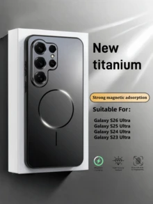 奢華超薄磨砂硬殼手機保護套，強磁吸附，適用 Galaxy S26/S25Edge/S24Fe/S23/22 Ultra Plus A26 A36 A37 A53 A54 A55 A56 A57，支援無線充電，相機鏡頭保護蓋 - 黑色 - 查看 2