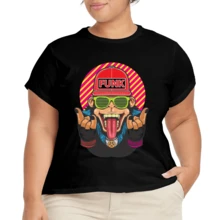 Camiseta Casual Elástica para Mujer Plus Size con Diseño Moderno - Negro - Ver 2