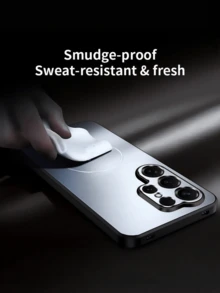 奢華超薄磨砂硬殼手機保護套，強磁吸附，適用 Galaxy S26/S25Edge/S24Fe/S23/22 Ultra Plus A26 A36 A37 A53 A54 A55 A56 A57，支援無線充電，相機鏡頭保護蓋 - 黑色 - 查看 8