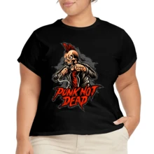 Camiseta Ligera Casual para Mujer Plus Size de Verano - Negro - Ver 2