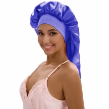 ZTZI Women's Extra Long Hair Bonnet, Elastic Wide Band Sleep Cap For Hair Care, Anti-Frizz Bonnets, Solid Color Casual Polyester Bonnet For Home Use, All Seasons - BC Color Matching Elastic 9008 - View 21
