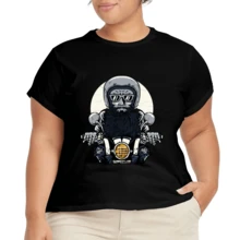 Camiseta Ligera Casual para Mujer Plus Size de Verano - Negro - Ver 2