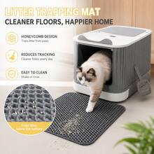 White Gray Semi-Closed Cat Litter Box, 50*35*35cm Anti-Splash Pull-Out Cat Toilet With Scoop And Litter Mat For Small And Medium Cats - White Grey - View 5