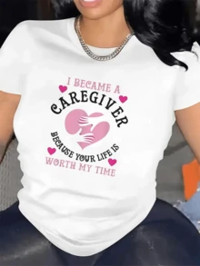Pink Hearts And Intertwined Hands Symbolizing Care, Empathy, And Unconditional Love For Others. Comfortable Casual Women's T-Shirt Perfect For Expressing Solidarity And Affection. - White - View 1