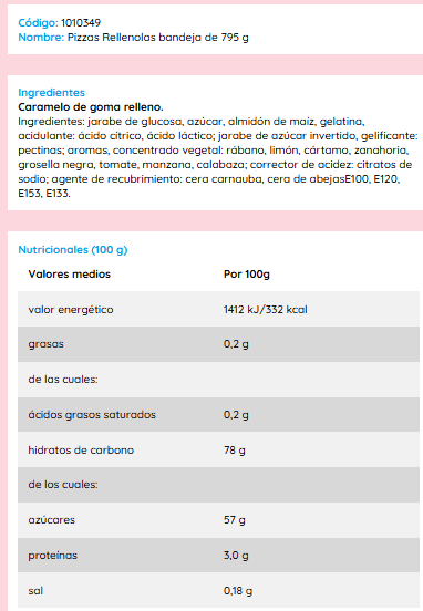 Vidal Dolci e caramelle - Pizzas Rellenolas - Visualizzare 4