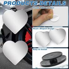 2pcs Heart-Shaped Blind Spot Mirrors, Car Blind Spot Mirrors, Frameless 360 Degree Wide Angle Convex Sector Rearview Parking Mirrors, Reversing Assist Tool, Easy Installation, Lightweight Safety Mirrors - A - View 2