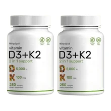 Miriyalyad Supplement Vitamin D3 & K2, 250 Veggie Softgels | 2-In-1 Formula (5000 D3 + 100mcg K2 MK7) | Supports Healthy Bones, Teeth, Heart, & Immune System | Nutrition & Healthcare Supplement Dietary Edible Fitness - 2 cái - Xem 8