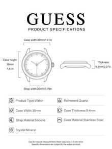 Reloj de cuarzo para mujer con incrustación de diamantes en oro rosa de lujo ligero, correa de silicona blanca, esfera blanca con números romanos, diámetro de caja de 36mm, resistente al agua hasta 30m, estilo fresco y suave, reloj versátil, adecuado para el trabajo, el transporte, citas, casual, cumpleaños, Día de San Valentín, Día de la Madre, regalo para novia, mejor amiga, regalo de lujo ligero Guess GW0034L2 - Blanco - Ver 7
